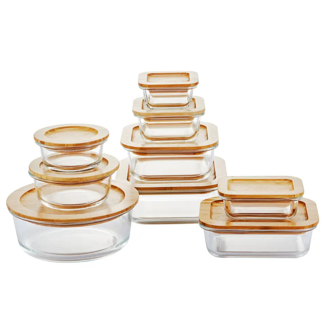 High Borosilicate Glass Storage Food Containe with Bamboo Lid