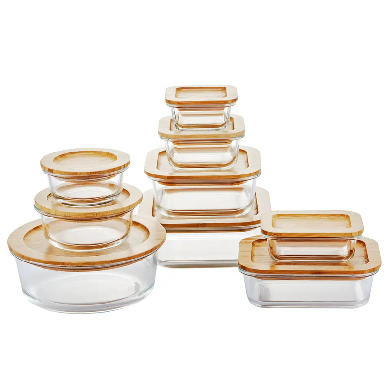 High Borosilicate Glass Storage Food Containe with Bamboo Lid