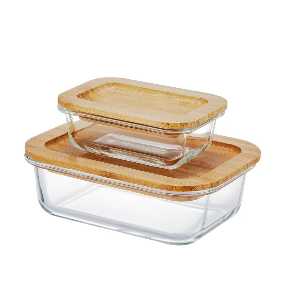 High Borosilicate Glass Storage Food Containe with Bamboo Lid