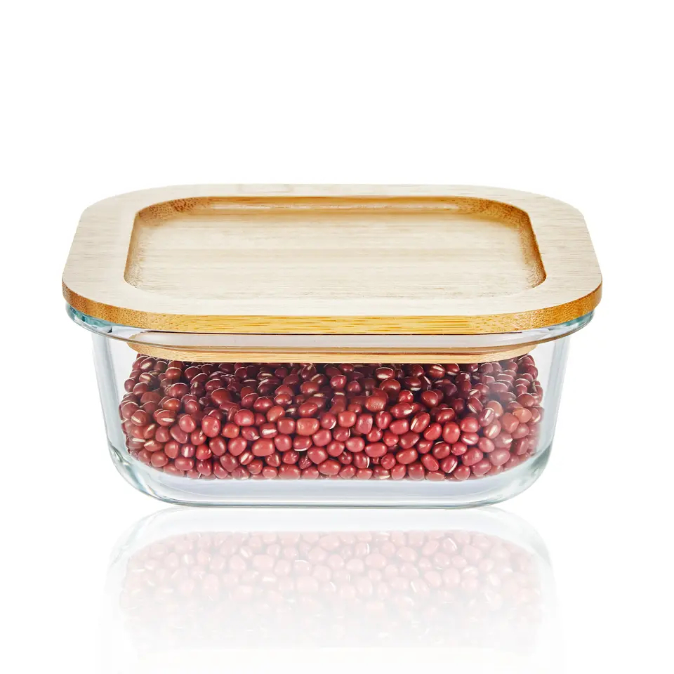 High Borosilicate Glass Storage Food Containe with Bamboo Lid