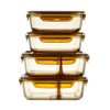 Amber High Borosilicate Glass Food Storage Container with Lid