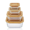 High Borosilicate Glass Storage Food Containe with Bamboo Lid