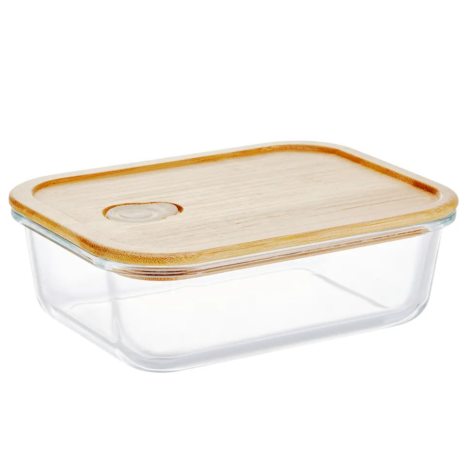 High Borosilicate Glass Storage Food Containe with Bamboo Lid