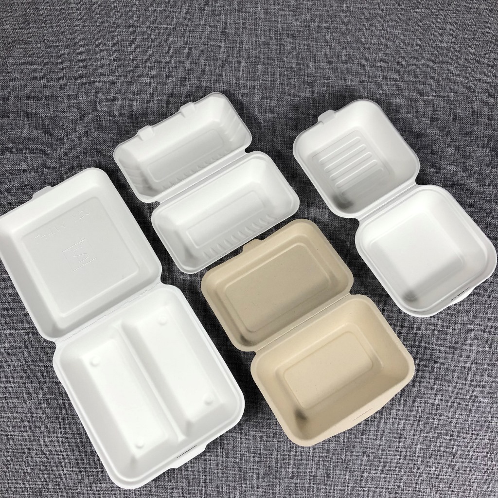 Disposable Take Away Sugarcane Paper Lunch Box on Hot Sale